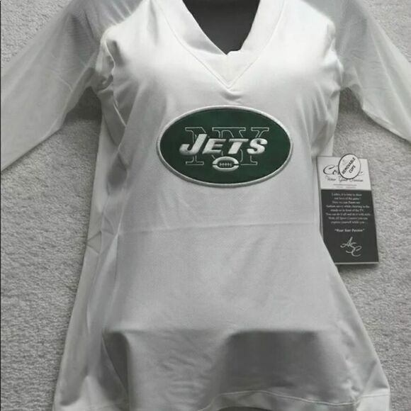 Brand new New York Jets halter mesh sleeves shirt V-neck super cute - Picture 1 of 5